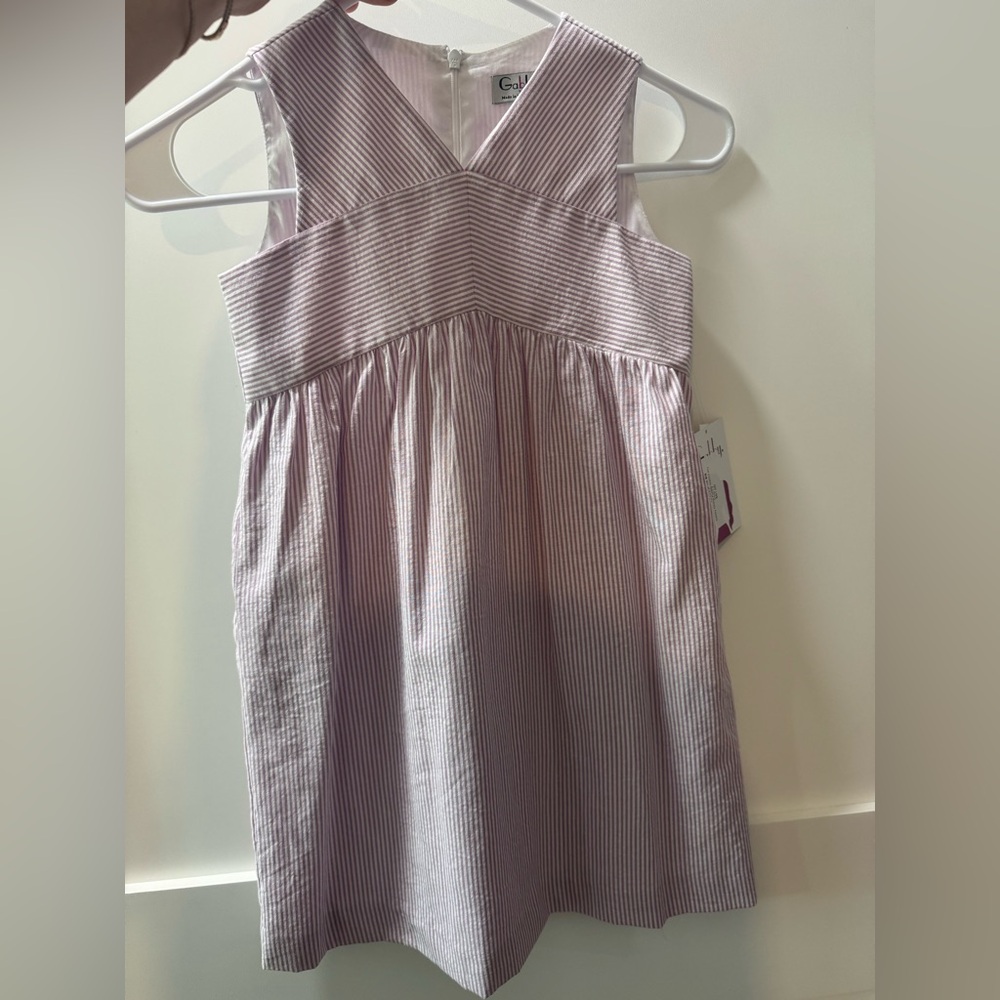 Pink and White Sleeveless Empire Waist Dress